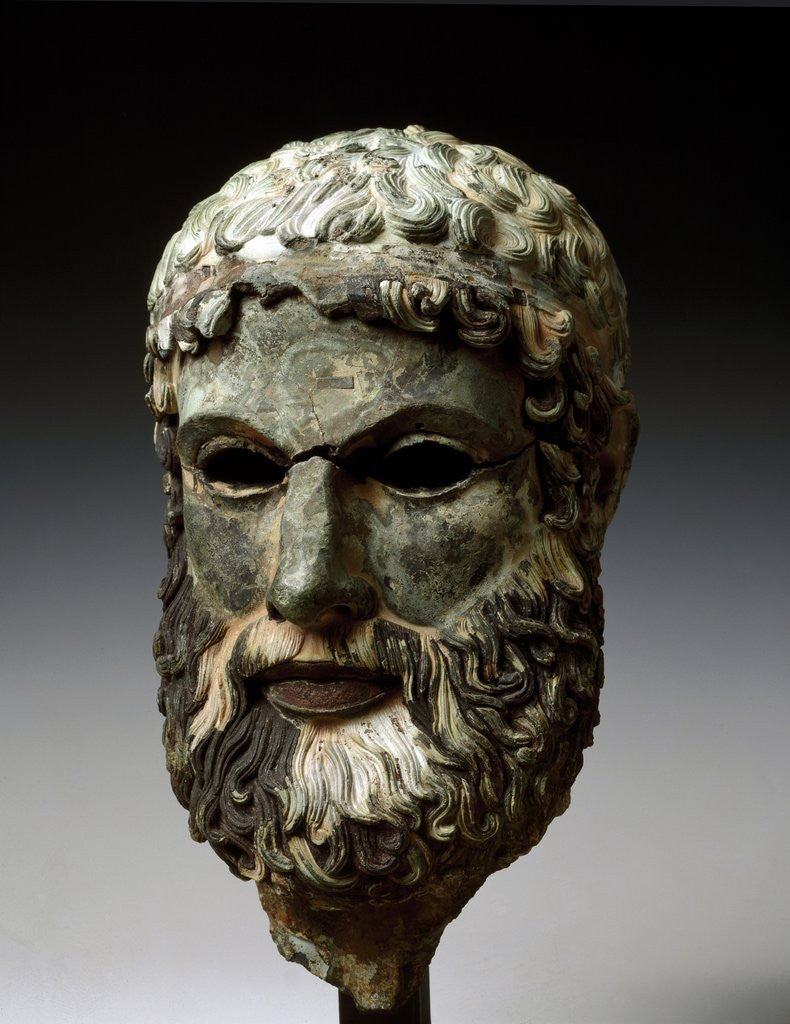 Detail of Ancient Greek head of a bearded man by Corbis
