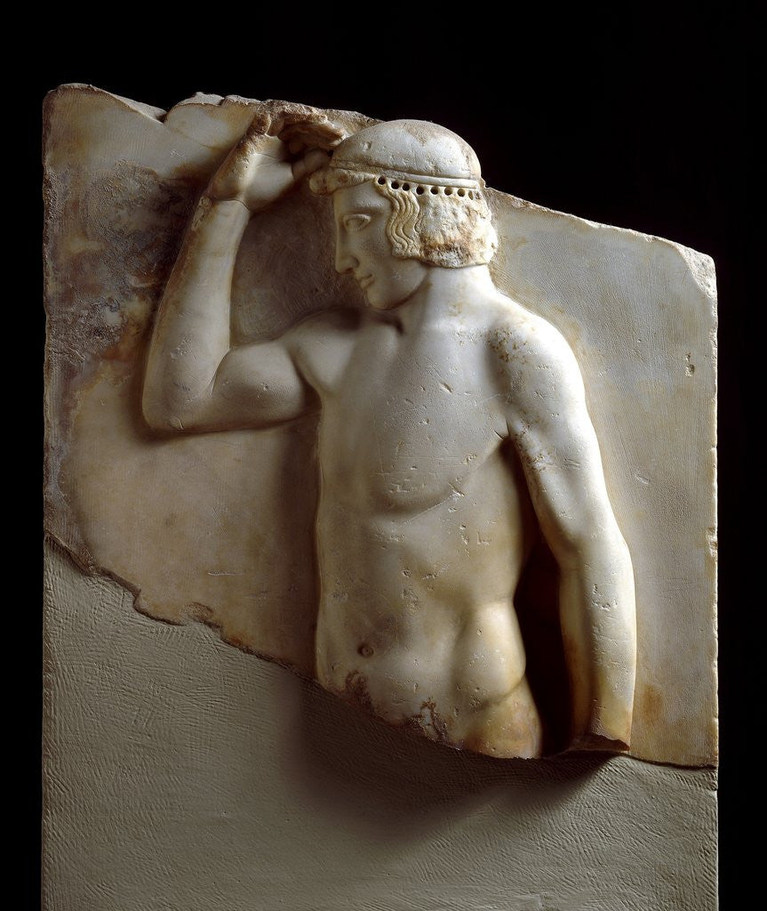 Detail of Autostephanoumenos (Self-crowning athlete) from Sounion by Corbis