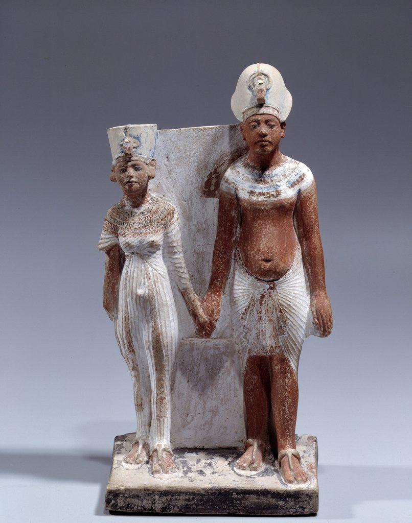 Detail of Statuette of Amenophis IV (Akhenaten) and Nefertiti by Corbis