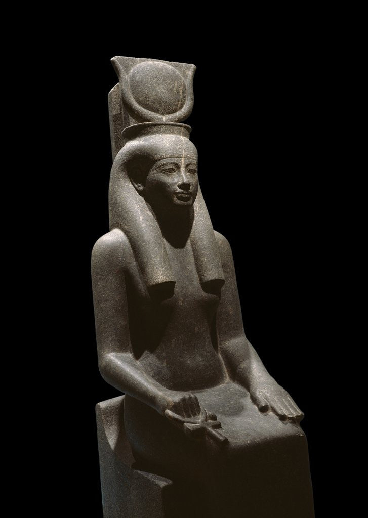 Detail of Ancient Egyptian sculpture representing the goddess Hathor by Corbis