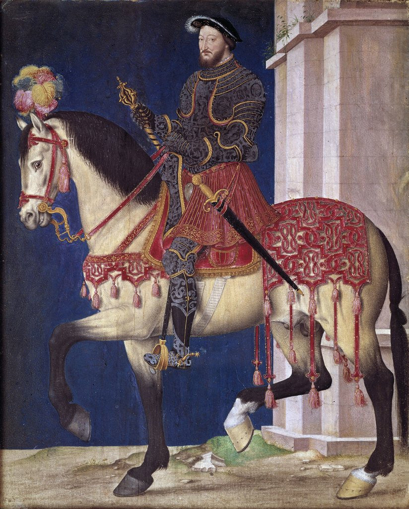 Detail of Equestrian portrait of Francis I of France, School of Jean Clouet by Corbis