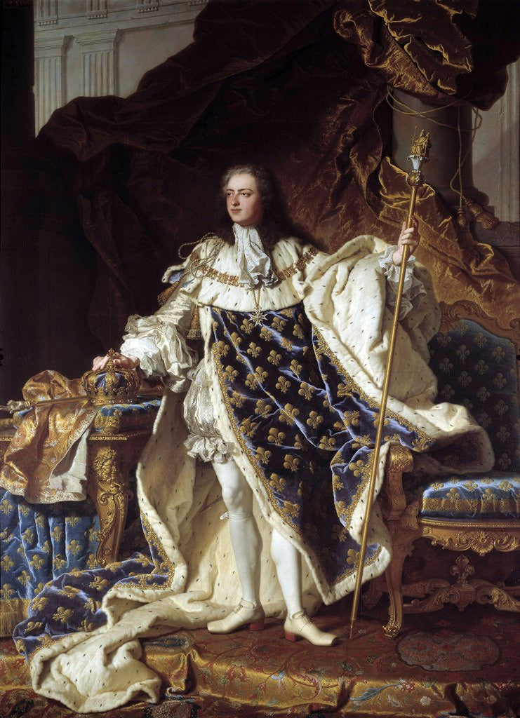 Detail of Portrait of Louis XV in coronation robes by Hyacinthe Rigaud