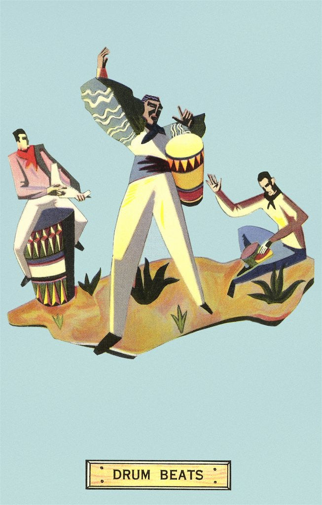 Detail of Drum Beats, Stylized Latin Drummers by Corbis