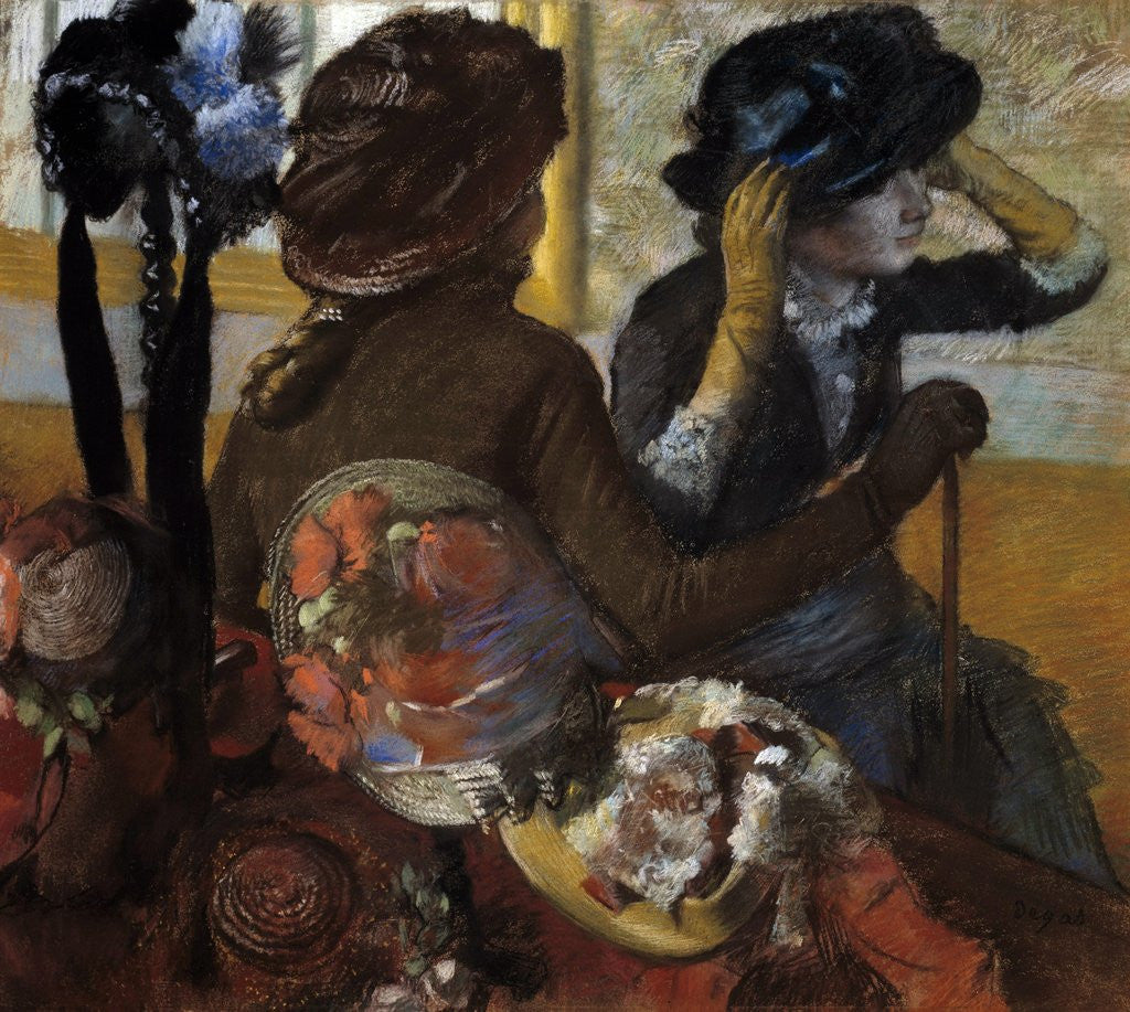 Detail of At the Milliner by Edgar Degas