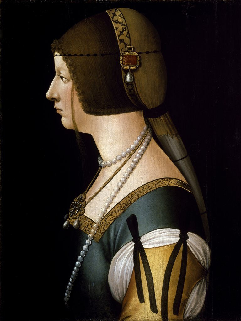 Detail of Bianca Maria Sforza, second wife of Emperor Maximilian I by Giovanni Ambrogio de Predis