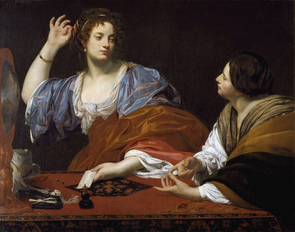 Detail of Martha and Mary of Bethany by Simon Vouet (1590-1649) by Corbis