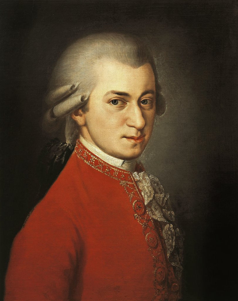 Detail of Portrait of Wolfgang Amadeus Mozart by Barbara Krafft