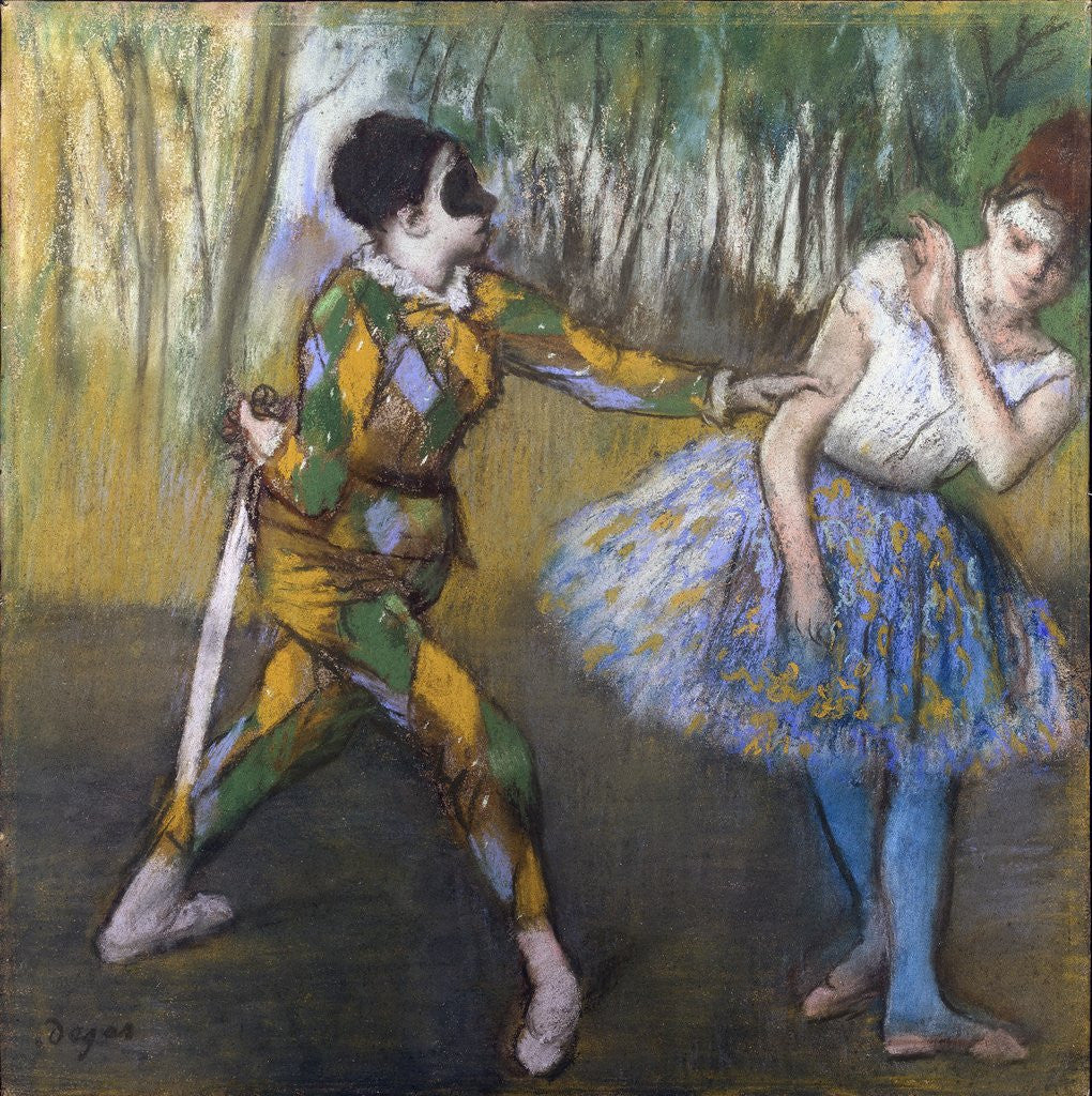 Detail of Harlequin and Colombine by Edgar Degas