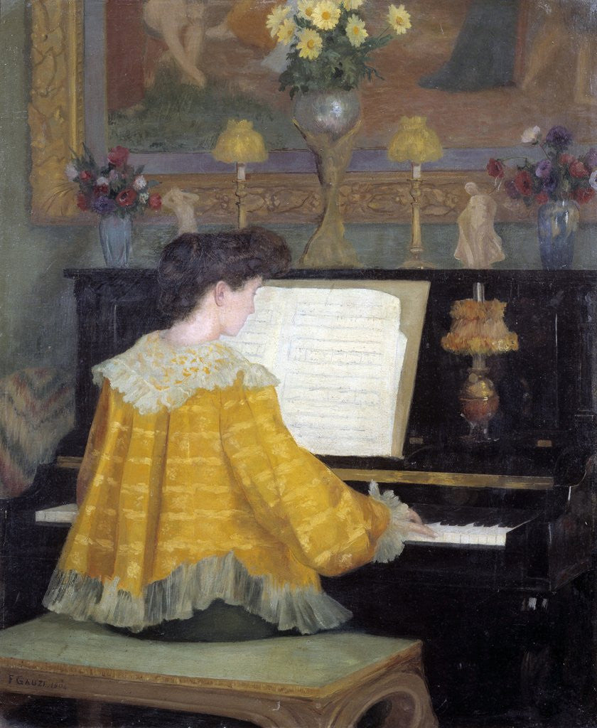 Detail of Young Woman at the Piano by Francois Gauzi