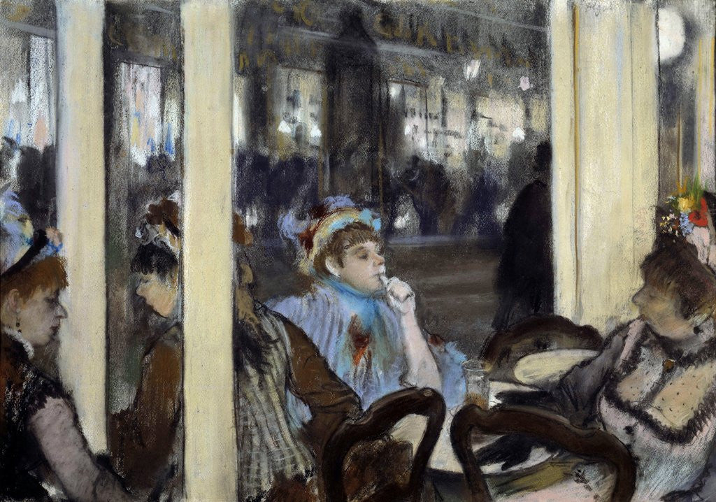 Detail of Women on a cafe terrace, by Edgar Degas