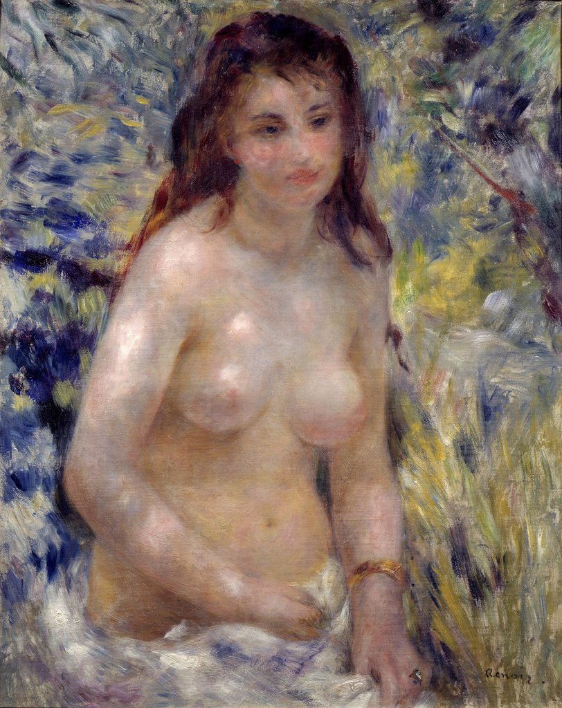 Detail of Study of torso, sunlight effect, by Pierre Auguste Renoir