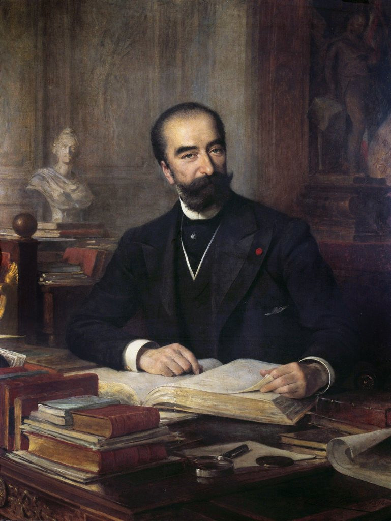 Detail of Portrait of Sadi Carnot at his desk - by Theobald Chartran