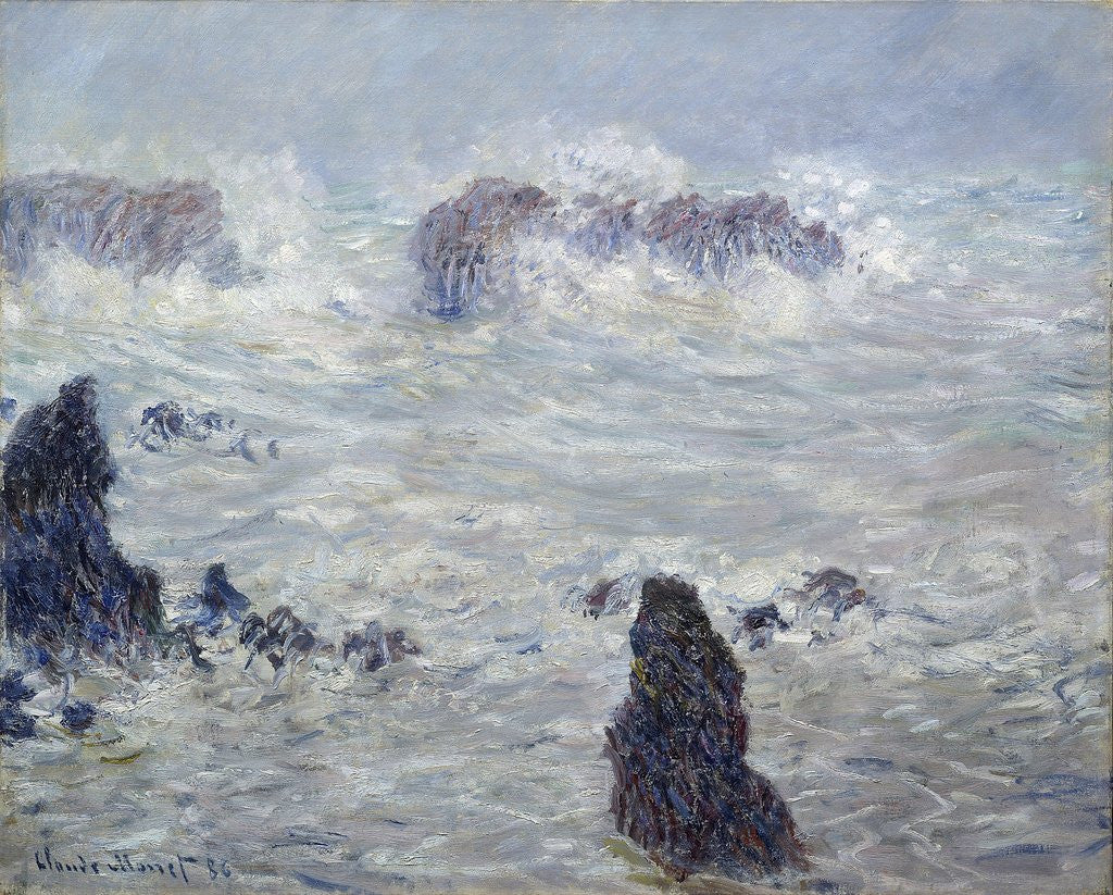 Detail of Storm off the coasts of Belle-Ile - by Claude Monet