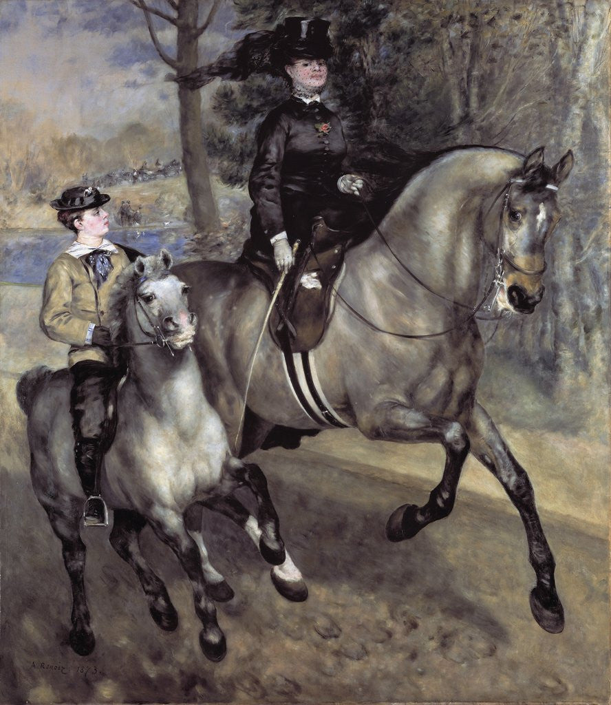 Detail of Horsewoman in the Bois de Boulogne by Pierre Auguste Renoir