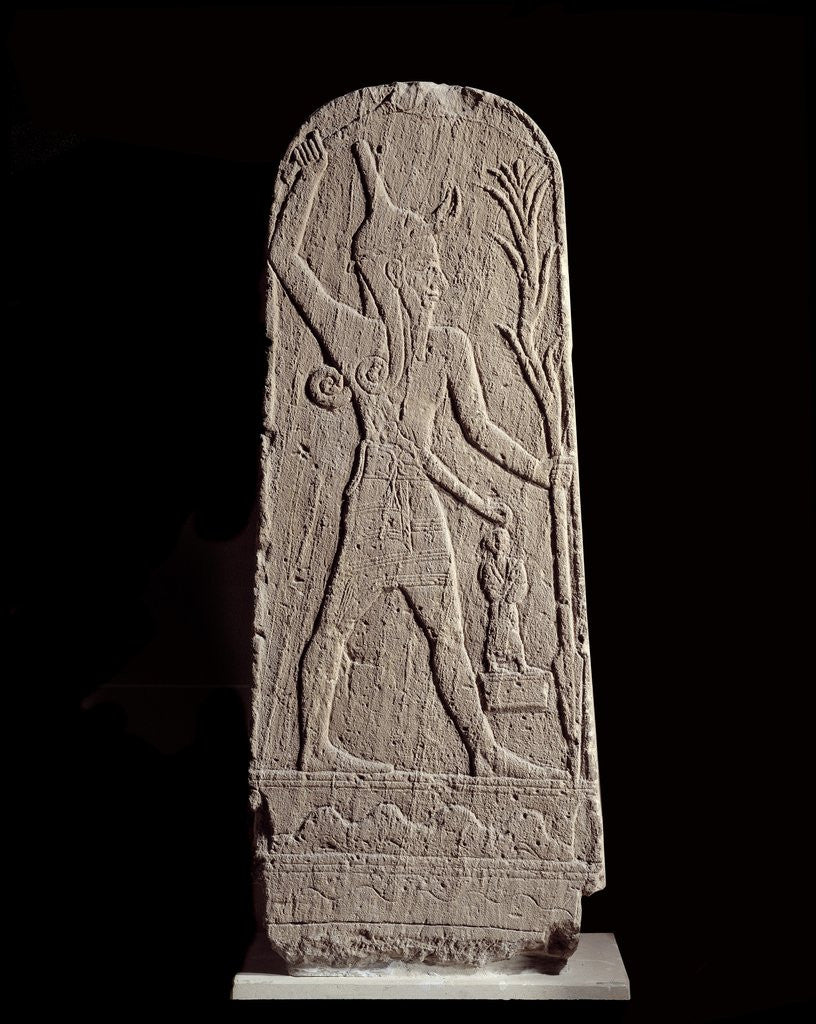 Detail of Stele of god Baal holding thunderbolt by Corbis