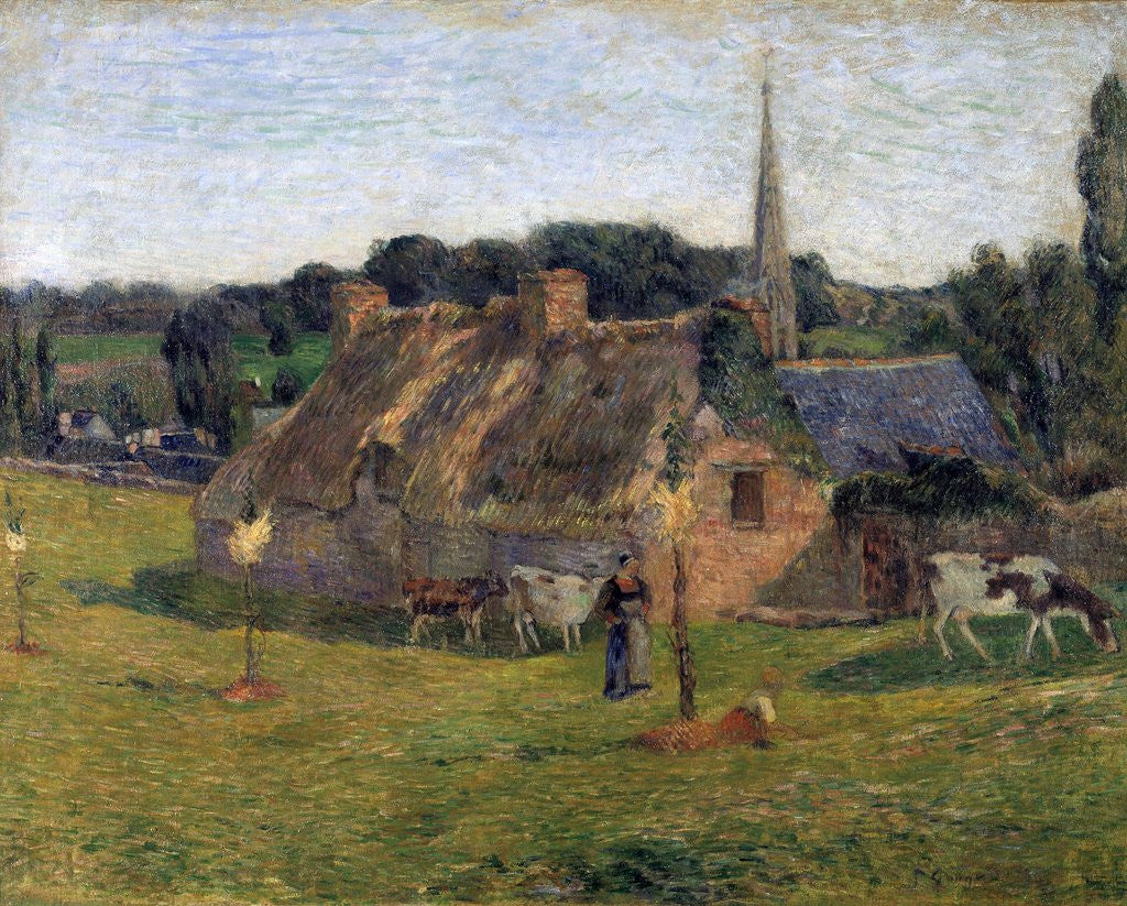 Detail of Lollichon's field and the church of Pont Aven by Paul Gauguin