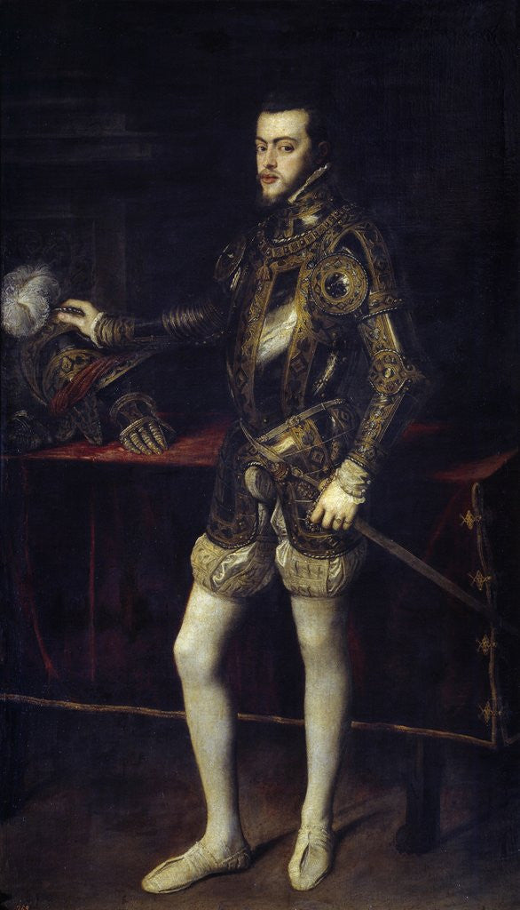 Detail of Portrait of Philip II, son of Charles Quint by Titian