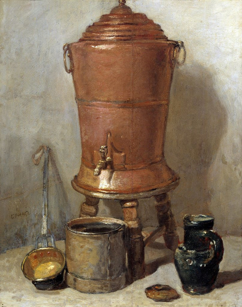 Detail of The Copper Drinking Fountain by Jean Baptiste Simeon Chardin