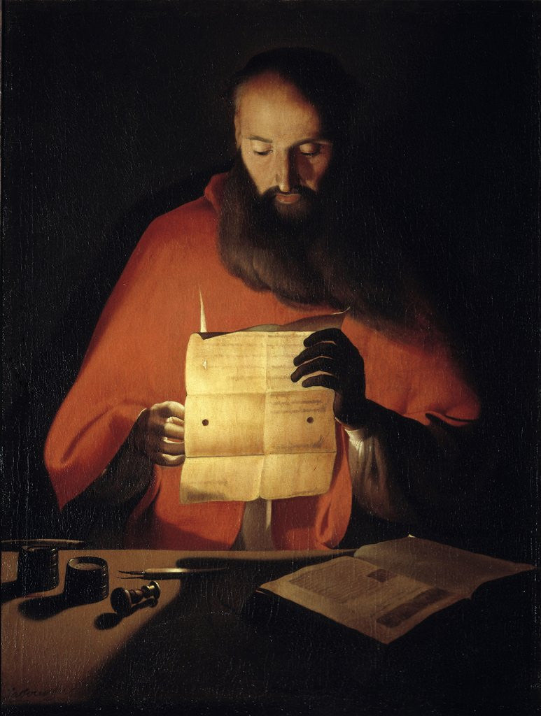 Detail of Saint Jerome reading by Georges de La Tour