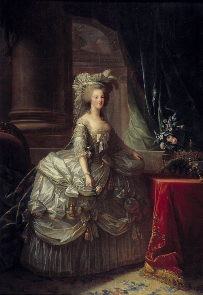 Detail of Portrait of Queen Marie Antoinette by Elisabeth Vigee-Lebrun