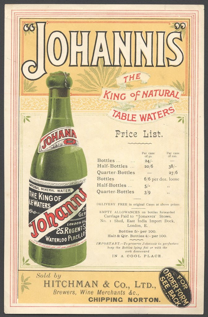 Detail of Johannis Mineral water, 1890s. by Corbis