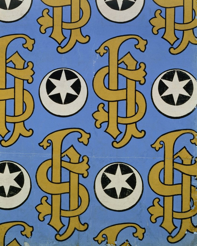 Detail of Star and Clef Ecclesiastical Wallpaper Design by Augustus Welby Pugin