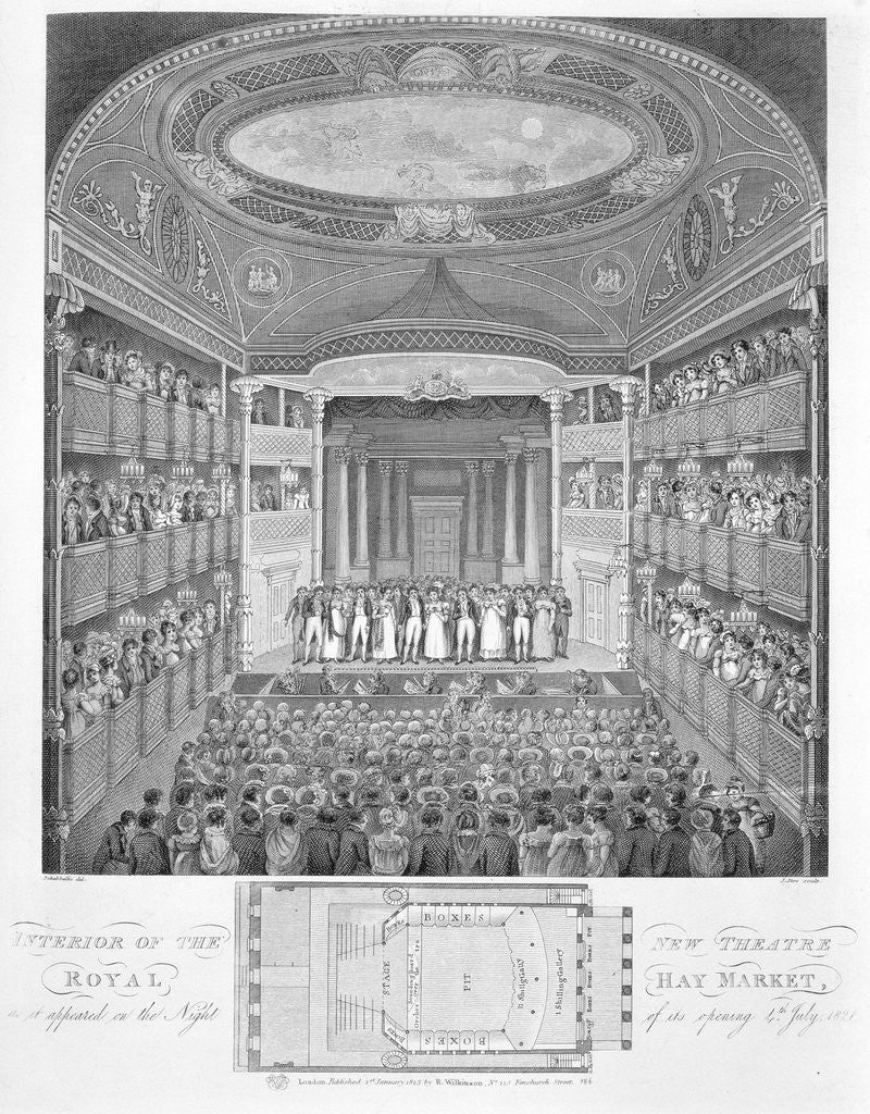 Detail of Interior of the New Theatre Royal Haymarket Engraving by James Stow