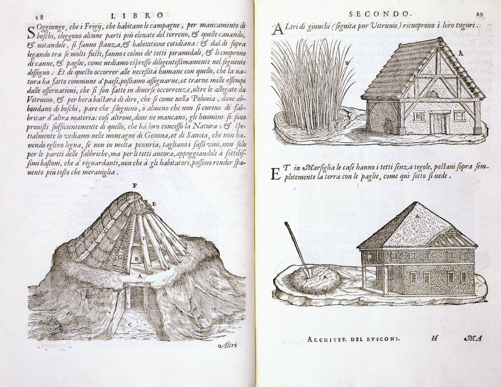 Detail of Illustration of Roof Thatching Techniques by Giovanni Antonio Rusconi