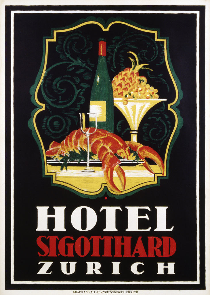 Detail of Hotel St. Gotthard Zurich Poster by Otto Baumberger