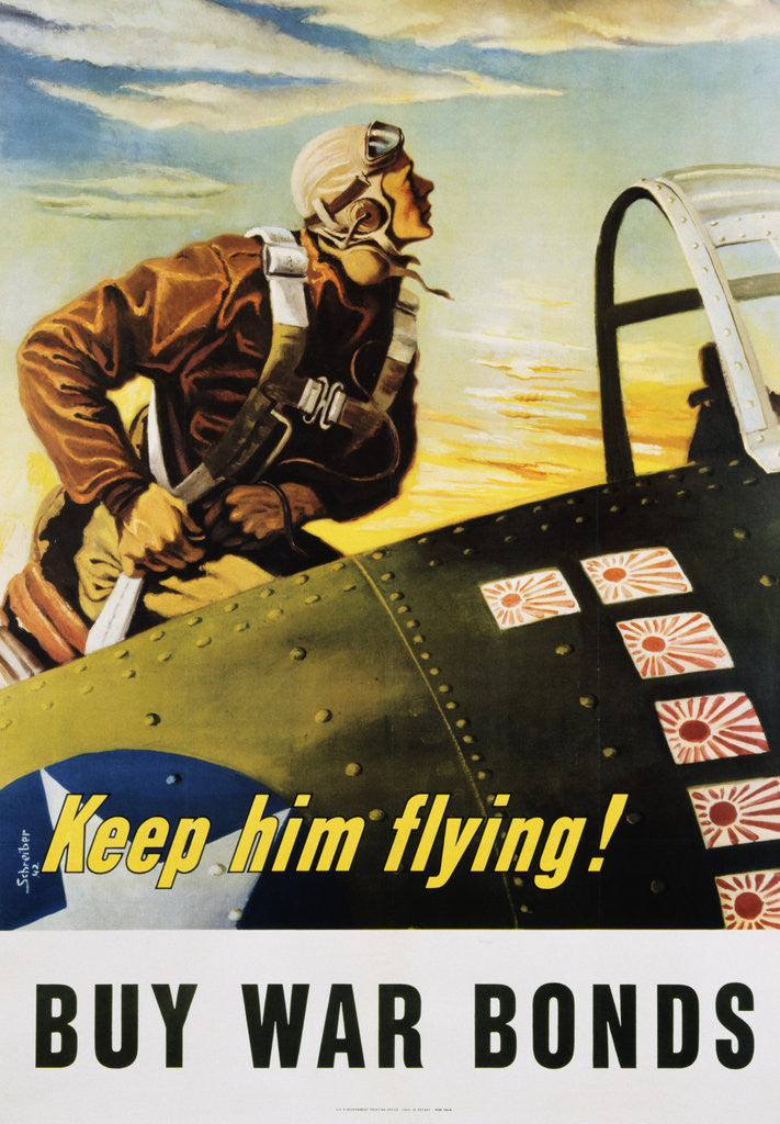 Detail of Keep Him Flying! Buy War Bonds Poster by Georges Schrieber