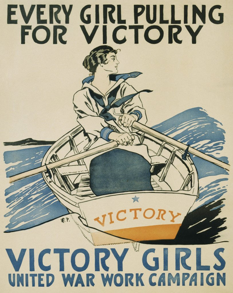 Detail of Every Girl Pulling for Victory Poster by Edward Penfield