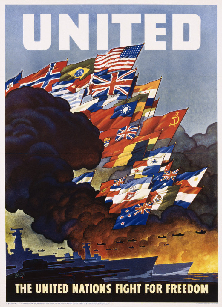 Detail of United - The United Nations Fight for Freedom Poster by Leslie Ragon