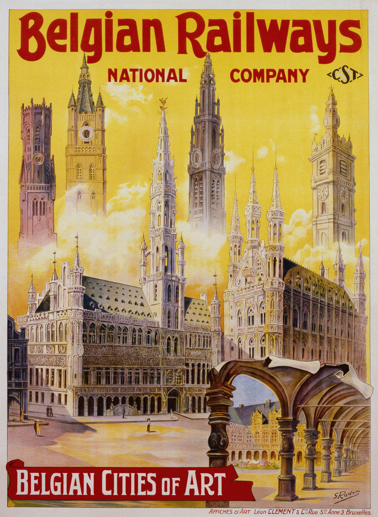 Detail of Belgian Railways - Belgian Cities of Art Poster by S. Rader