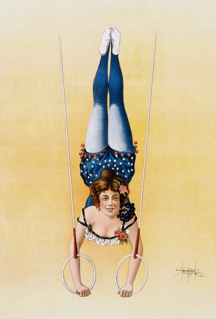 Detail of Poster Depicting a Female Acrobat Using Rings by Corbis