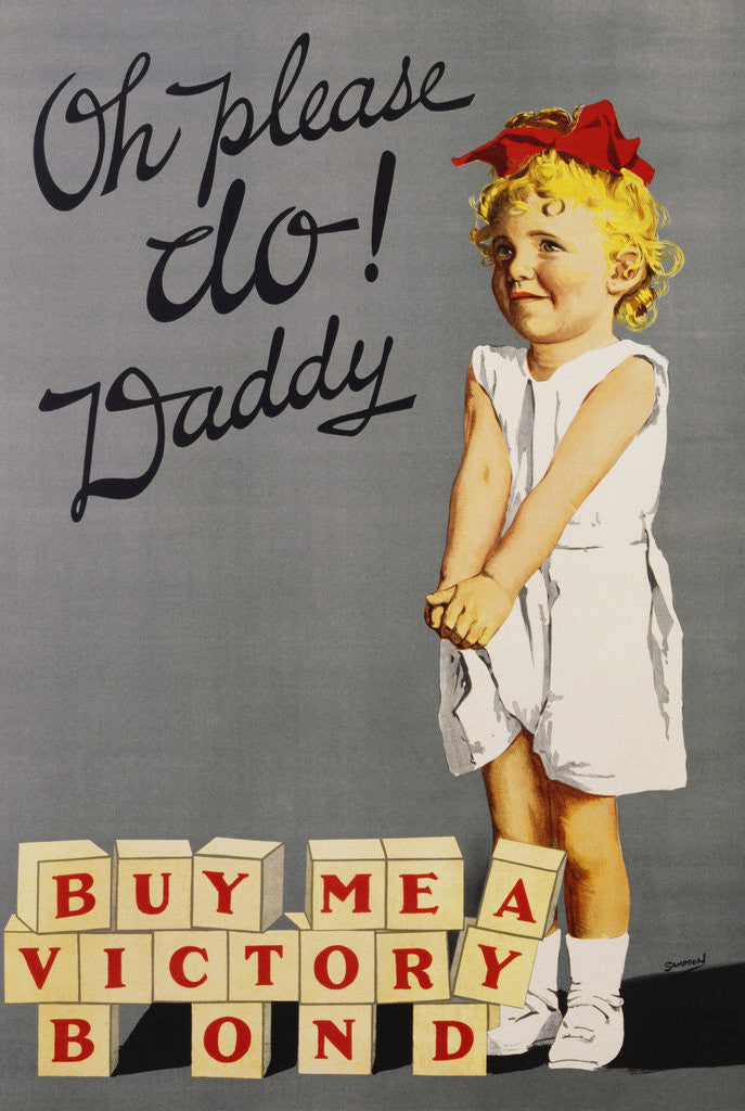 Detail of Oh Please Do! Daddy, Buy Me a Victory Bond Poster by Joseph Ernest Sampson