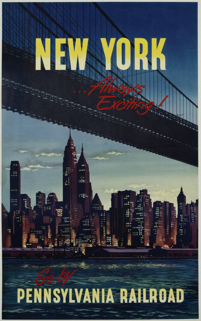 Detail of New York . . . Always Exciting! Go by Pennsylvania Railroad Travel Poster by Corbis