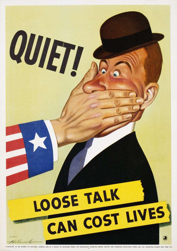 Detail of Quiet! Loose Talk Can Cost Lives Poster by Holcomb