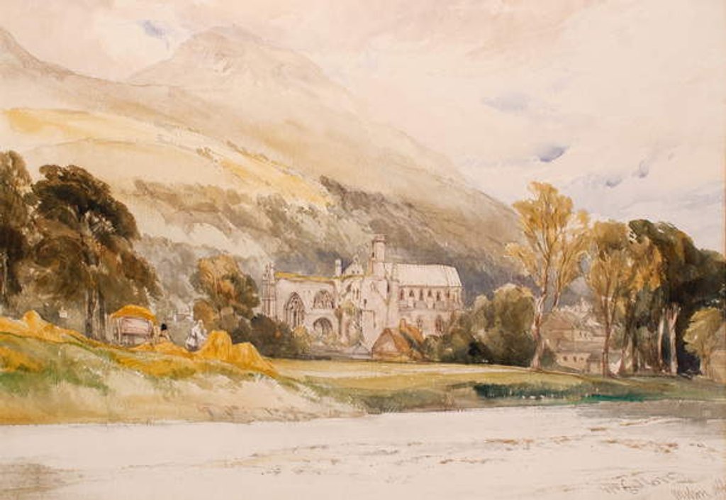 Detail of Scotland: Melrose Abbey, 1842 by William Callow