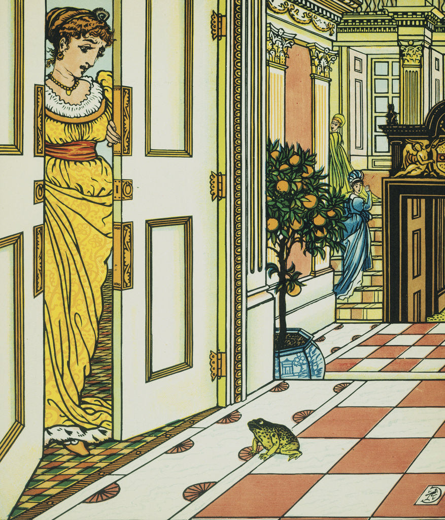 Detail of Frog Prince Book Illustration: Princess and Frog by Walter Crane