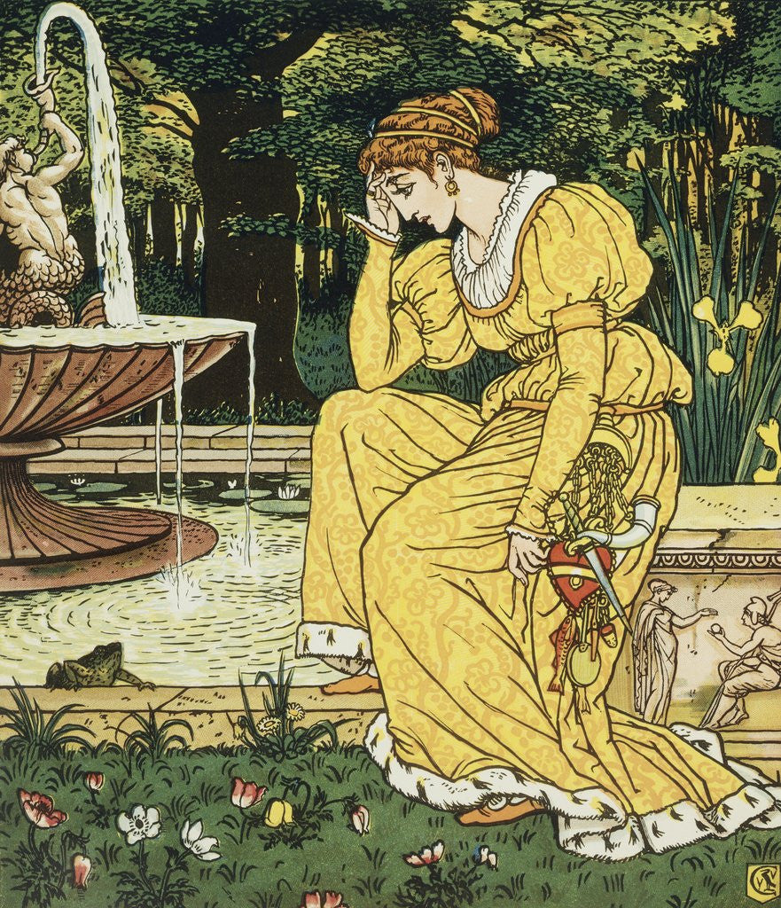 Detail of Frog Prince Book Illustration with Princess and Frog by Walter Crane