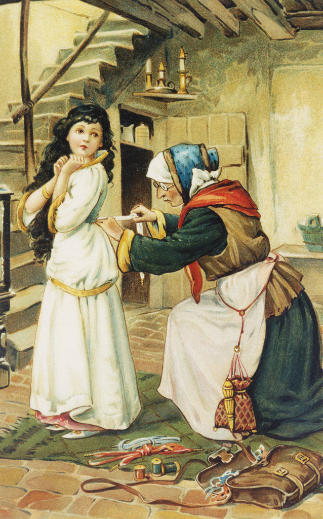 Detail of Illustration of Snow White and the Disguised Queen by Ada Dennis