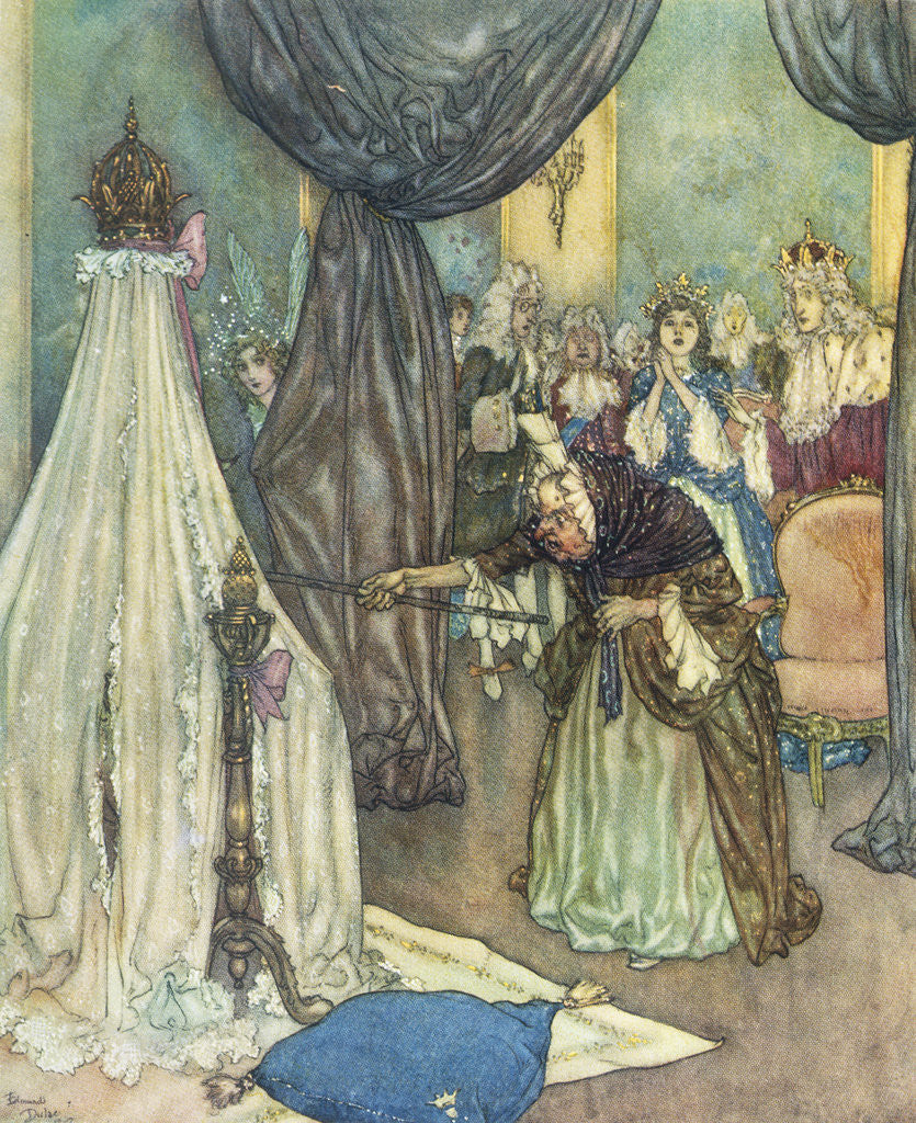 Detail of Illustration Depicting Fairy Uglyane Casting a Spell by Edmund Dulac