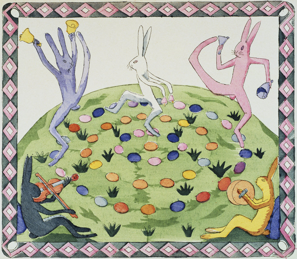 Detail of Illustration of Frolicking Easter Rabbits by Konrad Ferdinand von Freyhold