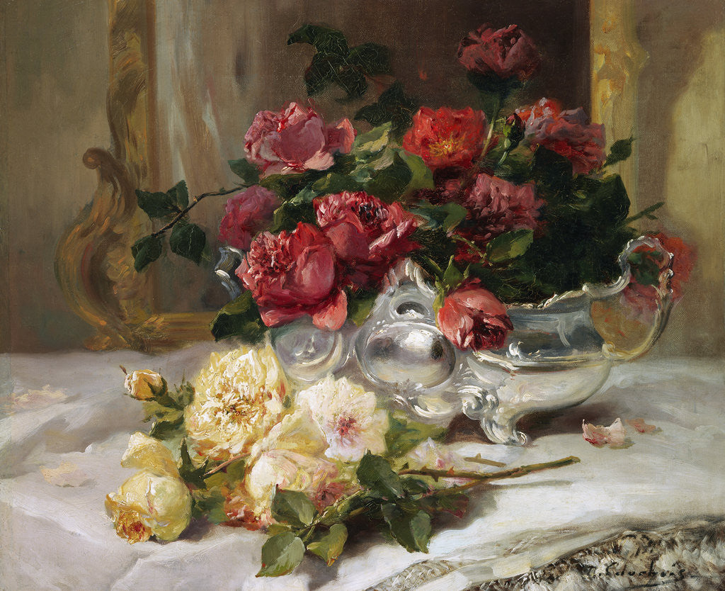 Detail of Roses on a Dressing Table by Eugene Henri Cauchois