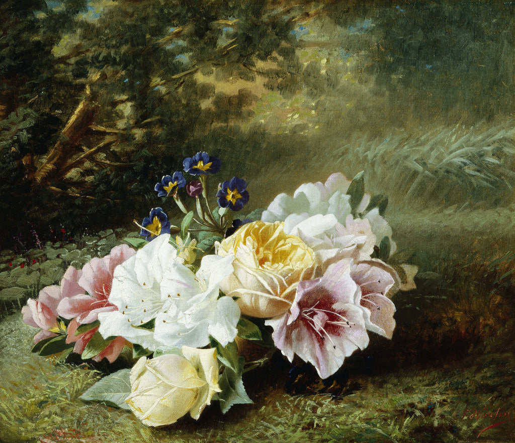 Detail of Still Life with Roses by C.F. Hurten