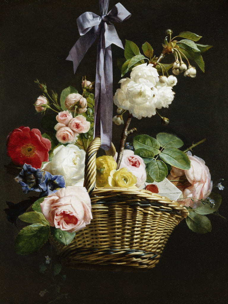 Detail of A Romantic Basket of Flowers by Antoine Berjon