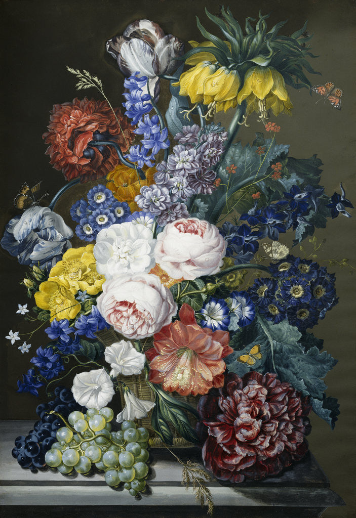 Detail of A Rich Still of Summer Flowers by Sebastien Wegmayr