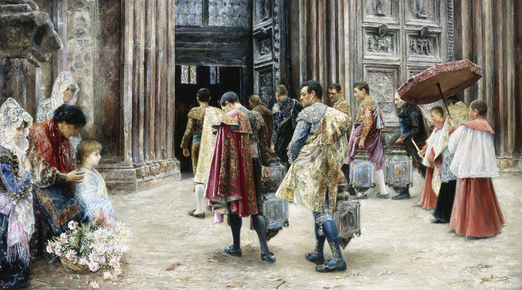 Detail of Matadors Entering Church by Jose Gallegos y Arnosa