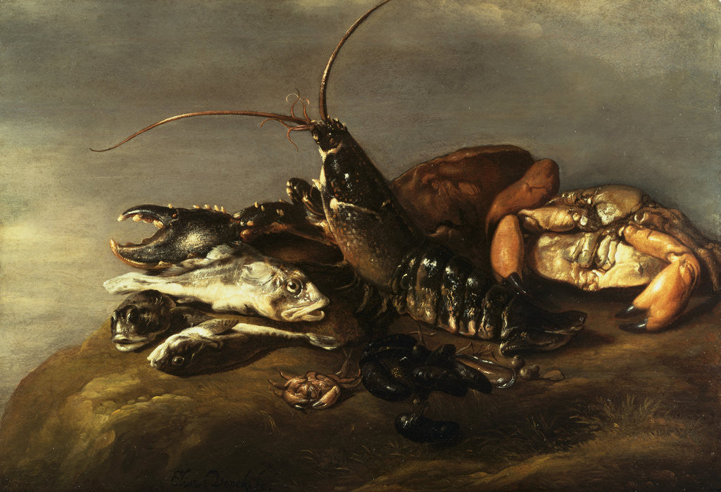 Detail of Still-Life of Lobster, Crabs, Mussels and Fish by Elias Vonck