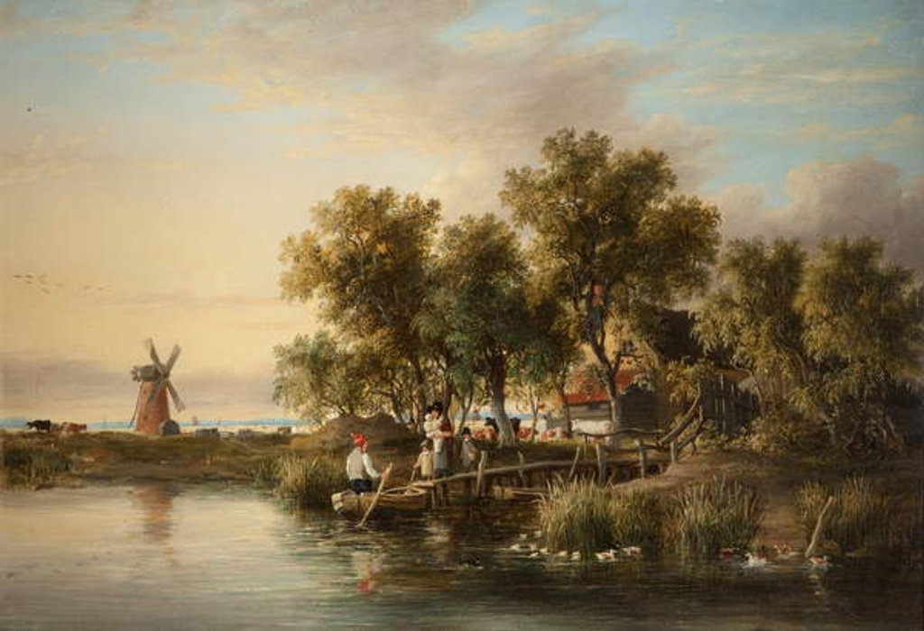 Detail of Sunlit Norfolk River Landscape by James Stark